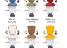 Kolory tapicerki dostępne w linii Premium krzesełka schodowego Alfa